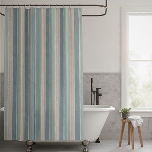 Wayfair Pastel Microdot Shower Curtain 70x72" Blue and Cream NWOT Pastel Neutral